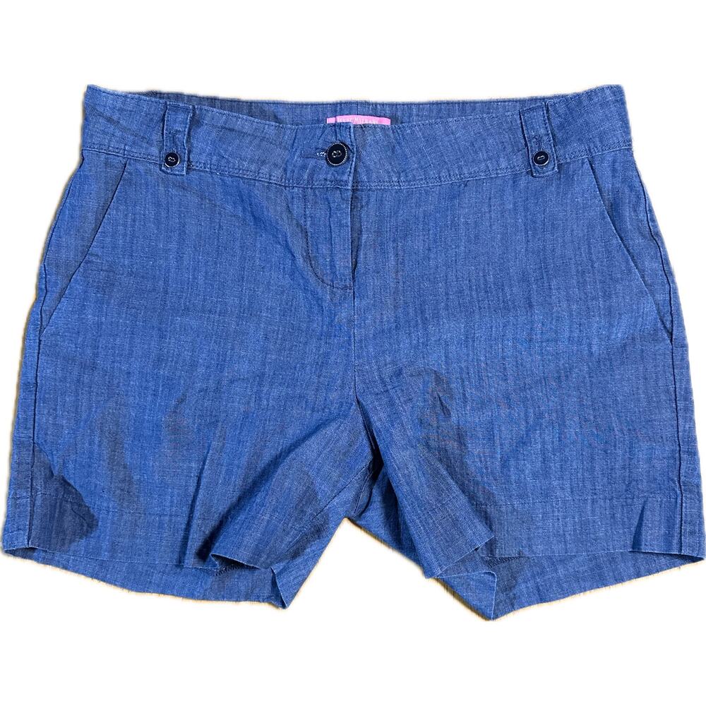 Isaac Mizrahi New York Women's‎ Blue Tailored Shorts Size 8 Flat Front Cotton